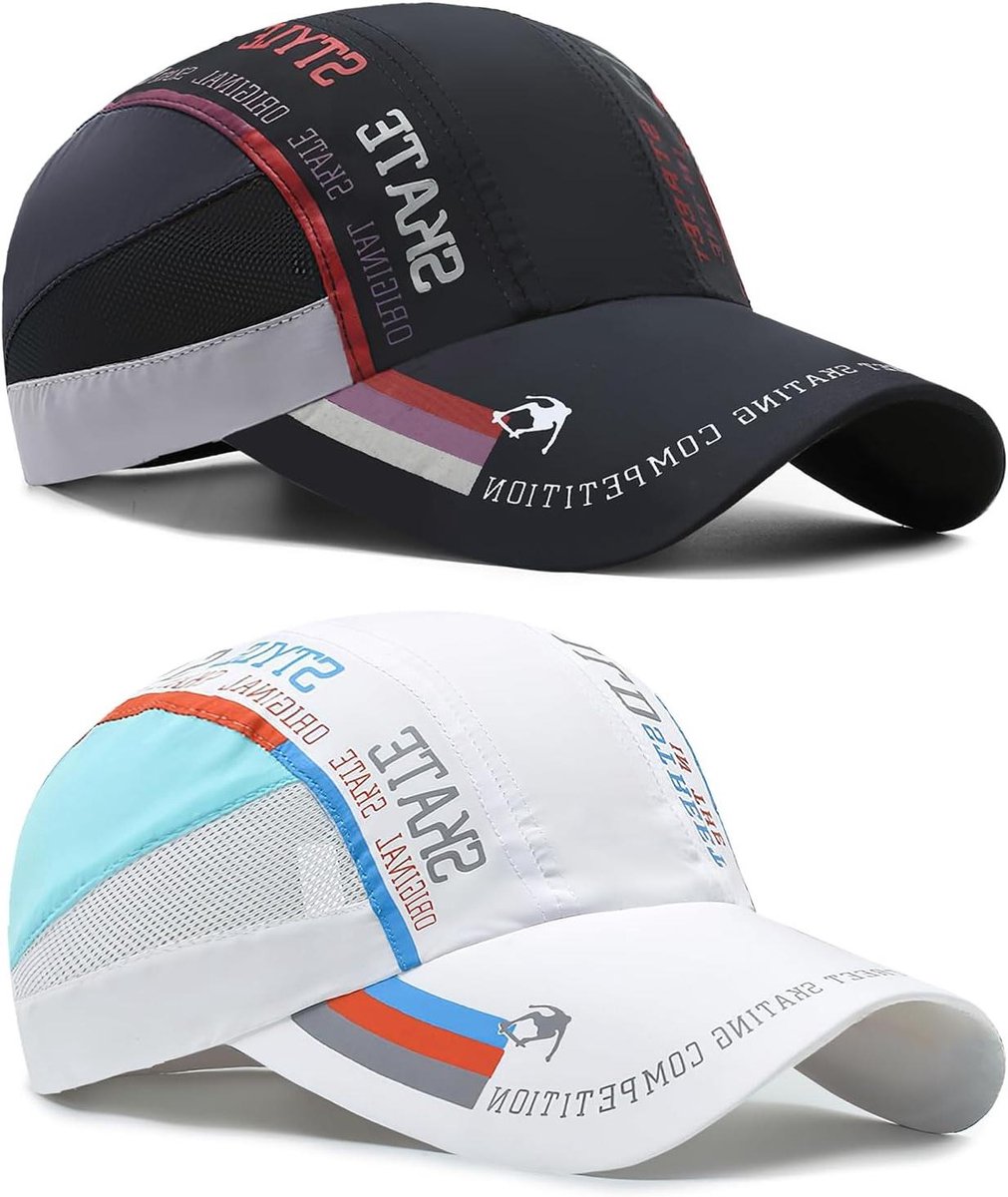 Baseball Cap - Sportmuts Zonneklep - Outdoor Activiteiten - Sneldrogend Ademend Mesh - One Size Fits Most - Wit Zwart
