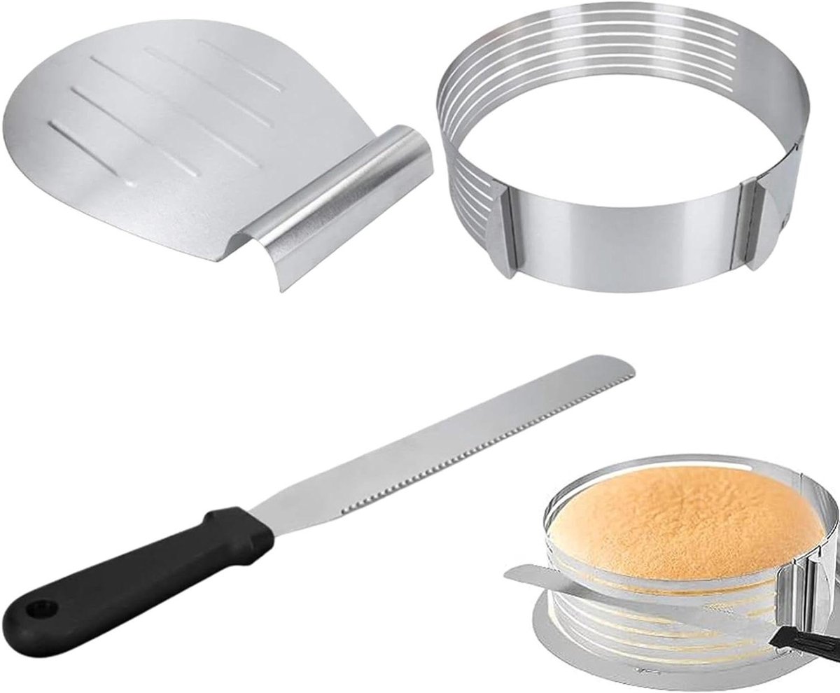Taartsnijder - Taart leveler - Taarten snijden - Verstelbare ring - 395 cm - Zilver