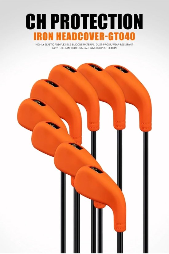 Golf Iron Covers - Club Beschermers - Golfclub Beschermen - Slijtvast Siliconen - 8 Stuks - Wit Zwart Oranje van GOLF — afbeelding 2