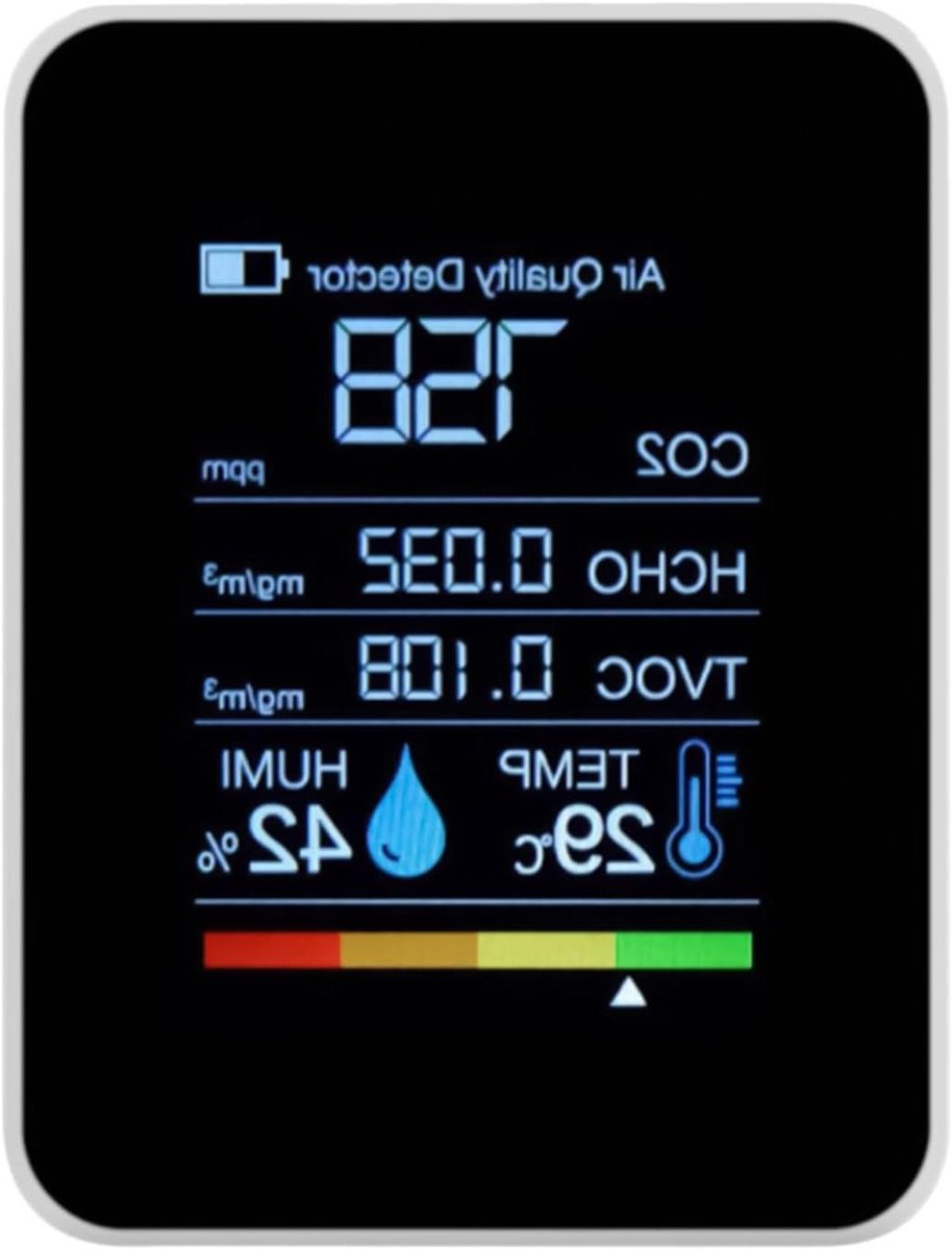 Luchtkwaliteit Monitor - Lucht Detector Tester - Binnenlucht Meten - Dynamische Data Updates - 5 x 10 x 5 cm