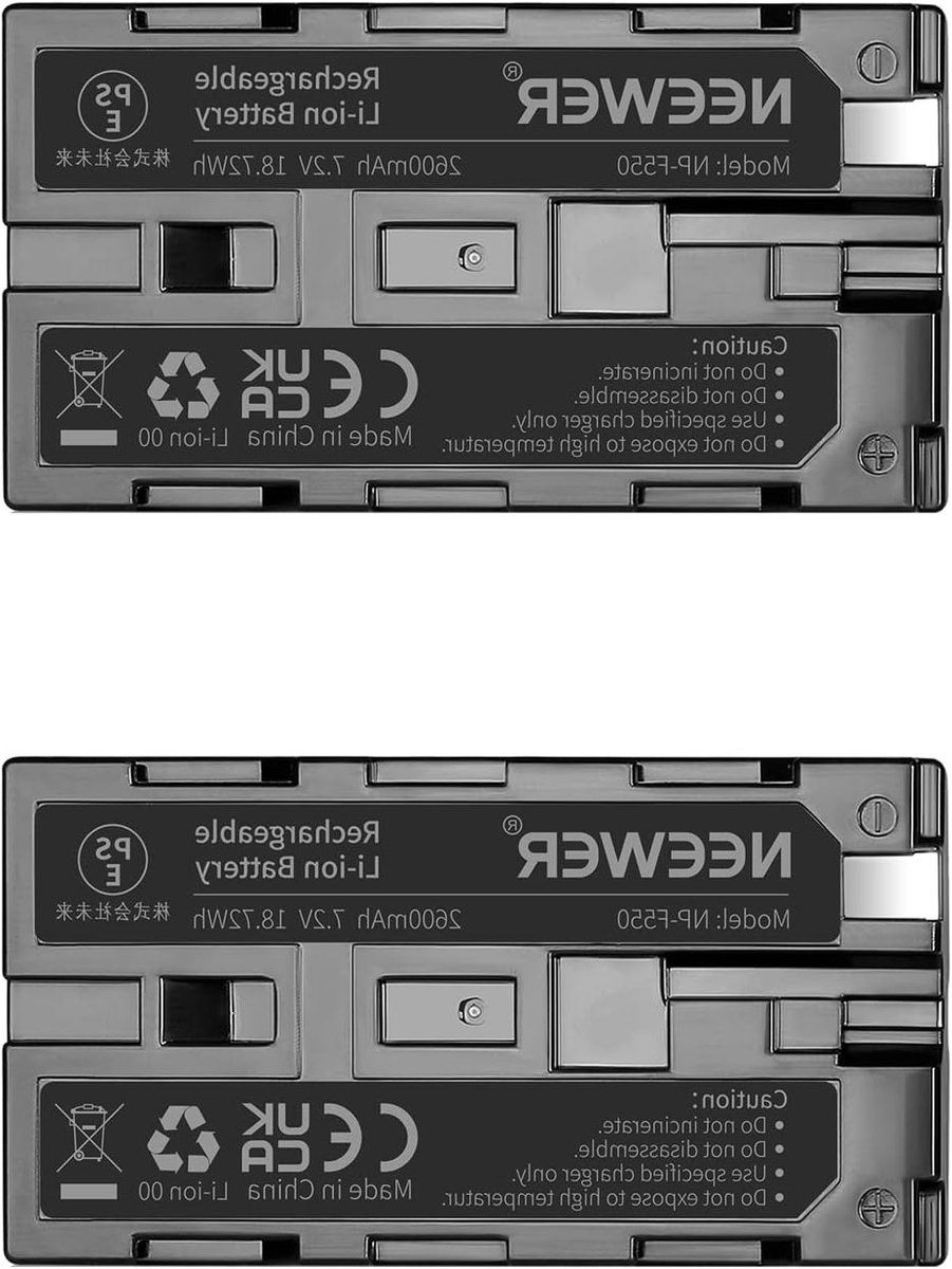 2600mAh Sony NP-F550/570/530 Vervangende Batterij voor HandyCams en LED Camera Lampen - 2 Stuks, Ideaal voor Videoproductie en Fotografie