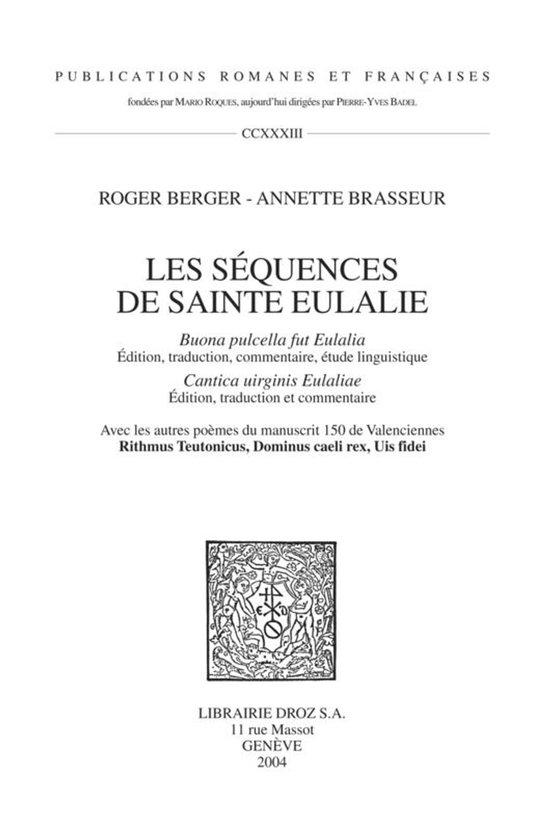 Publications Romanes et Françaises - Les Séquences de Sain ... - cover