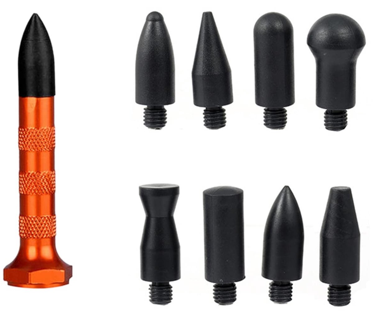 Dailygoody - Dellen Reparatieset - Auto Deuken Reparatie - Lichtgewicht en Draagbaar - Oranje - Uitdeukgereedschap Set - Geschikt voor Auto's - 9 Verv...