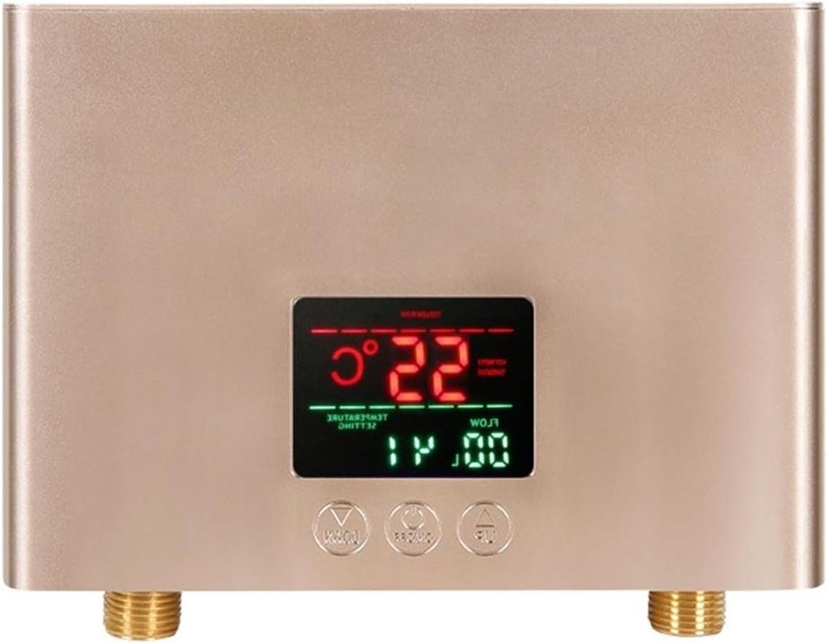 Elektrische Boiler - Doorstroomverwarmer - Direct Warm Water - LCD Temperatuurdisplay - 5500W - Goud