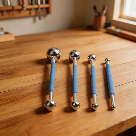 Vloernaad Gereedschap - Voegballen Set - Tegelwerk Afwerken - Dubbele Bal Ontwerp - 4 Stuks - Blauw Zilver — afbeelding 4