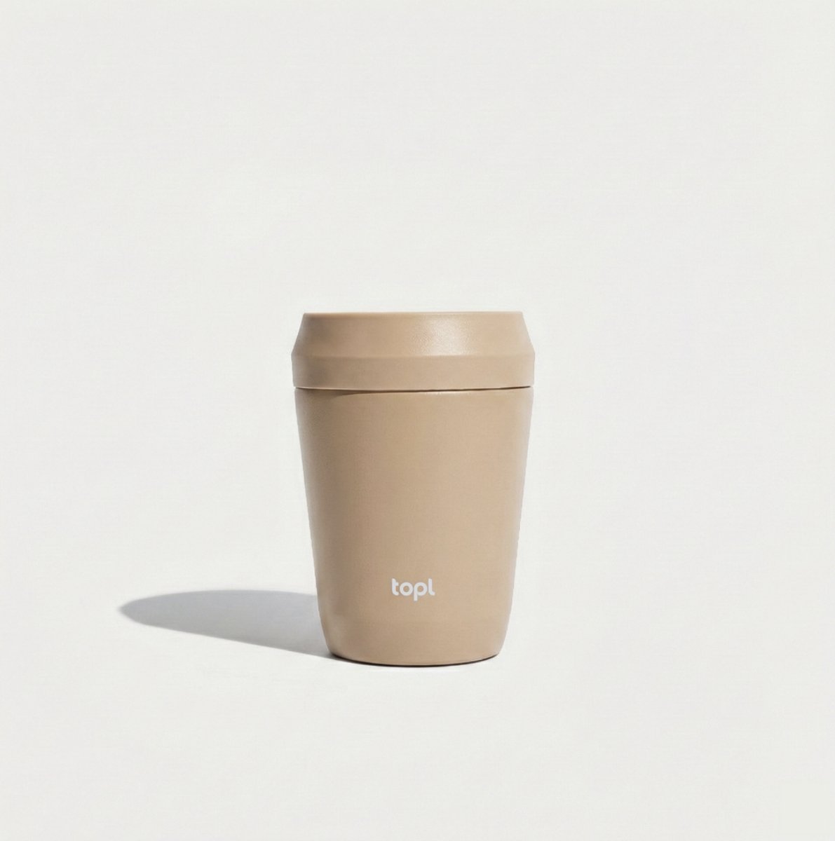 topl Reisbeker To Go Tumbler 12oz/350ml H158mm Beige Almond Twist to open, drink 360 Patented Lid Made with RCS (Recycled Steel ) certified recycled materials and vacuum insulated Travel Mug