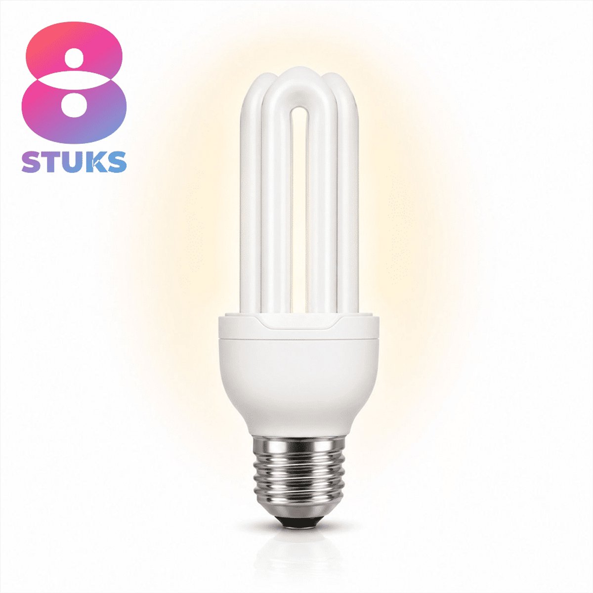 8x Stick Spaarlamp E27 - 15W - Warm Wit Licht (2700K) - 800 lm - 10 jaar - Niet Dimbaar - 2 pack