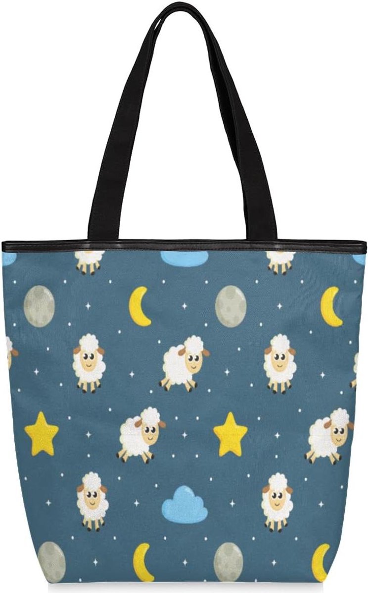 Dames Handtas - Schoudertas Shopper - Dagelijks Gebruik - Opvallende Print - 34.5 cm Hoog - Geel