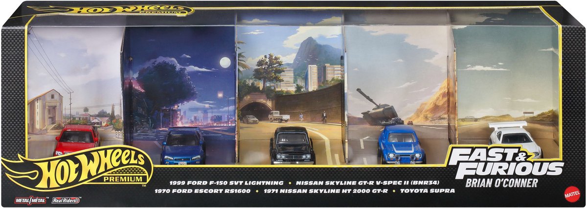 Hot Wheels Fast %26 Furious Premium bundel van 5 metalen speelgoedauto's op een schaal van 1:64