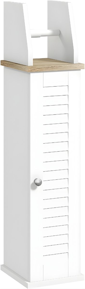 AHD® Toiletrolhouder - Toiletrolhouder Staand - Toiletkastje - Wit - 20cm x 18cm x 80cm