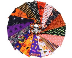MoonyLI Halloween Cotton Fabric Bundles Quilting Patchwork Pre-Cut Halloween Pumpkin Spirit Spider Sunflower Pattern - ShopVlot