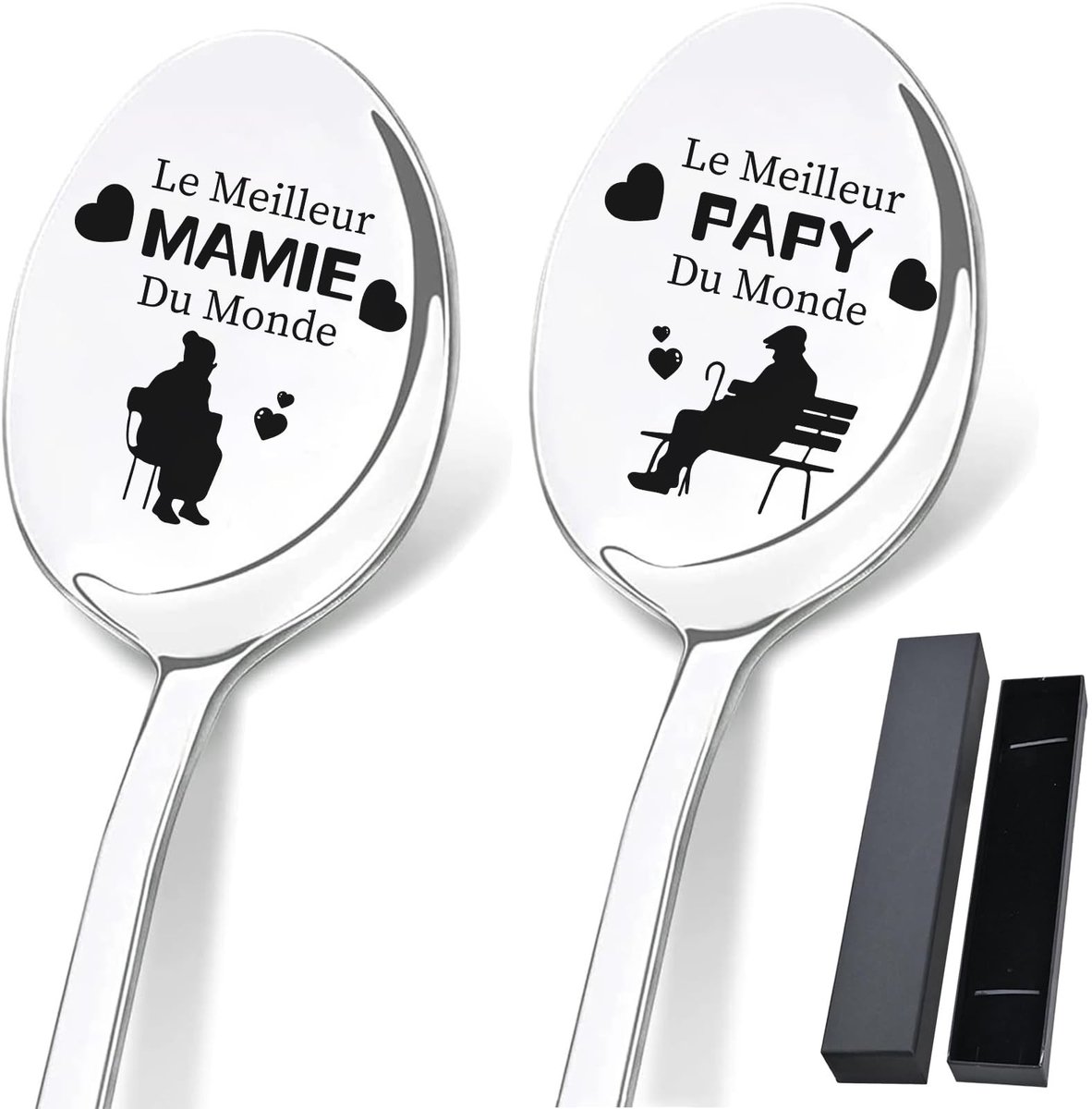 Dailygoody - Gift for Grandpa Grandma - Gegraveerde Theelepels - Perfecte Cadeau voor Koffie en Aankondiging - Gepersonaliseerd - Geschikt voor Al...