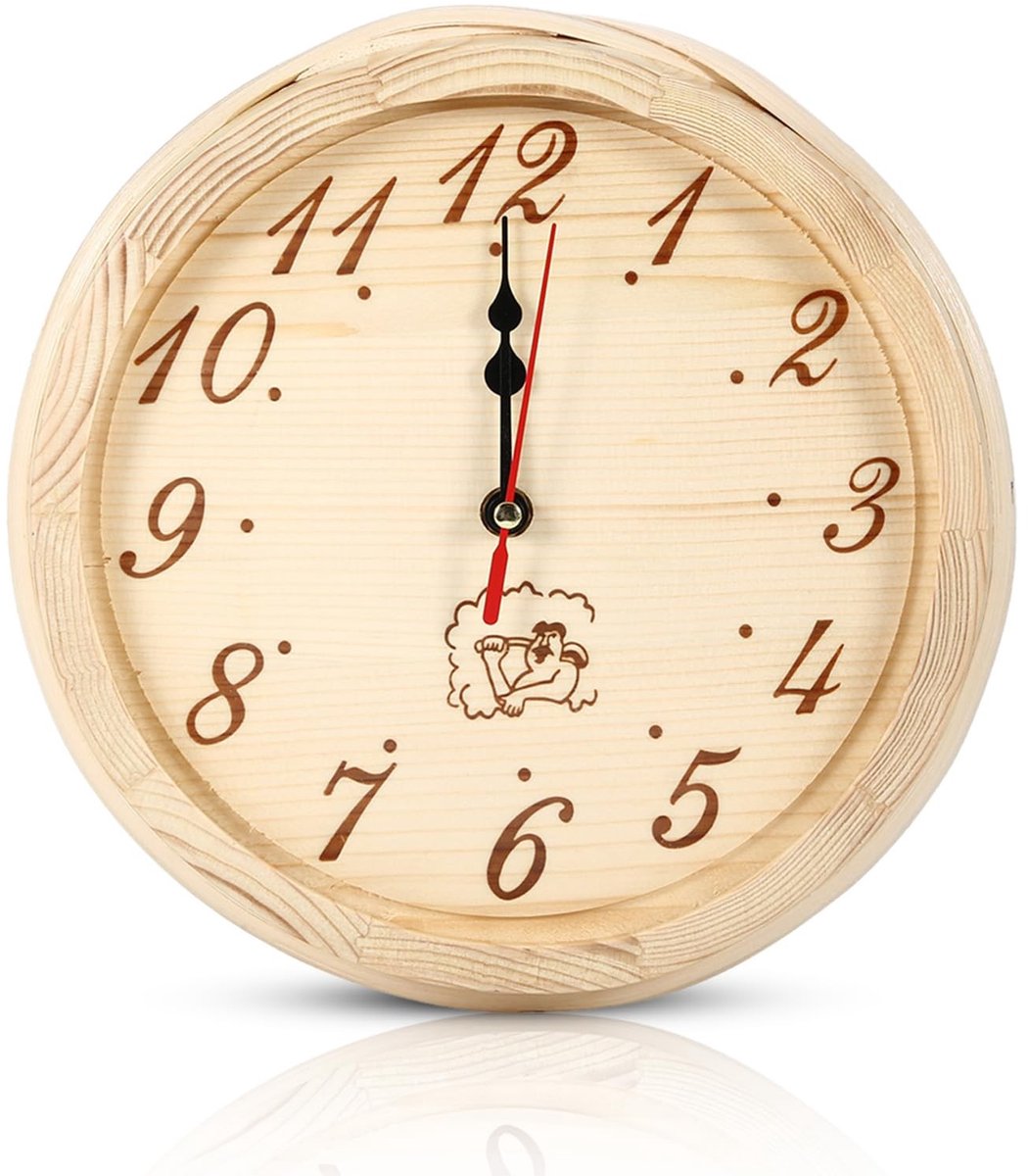 Dailygoody - OmGoods - Dailygoody - Houten Wandklok - Sauna Klok - Stijlvol design - 9 Inch - Geschikt voor Saunazaal en Home Office - Dennenhout - Rond