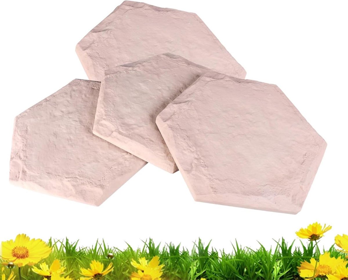 Tuin Stapstenen - Decoratieve Pad - Buitenpad Aanleggen - Natuursteen Look - 4 Stuks - Zeshoek