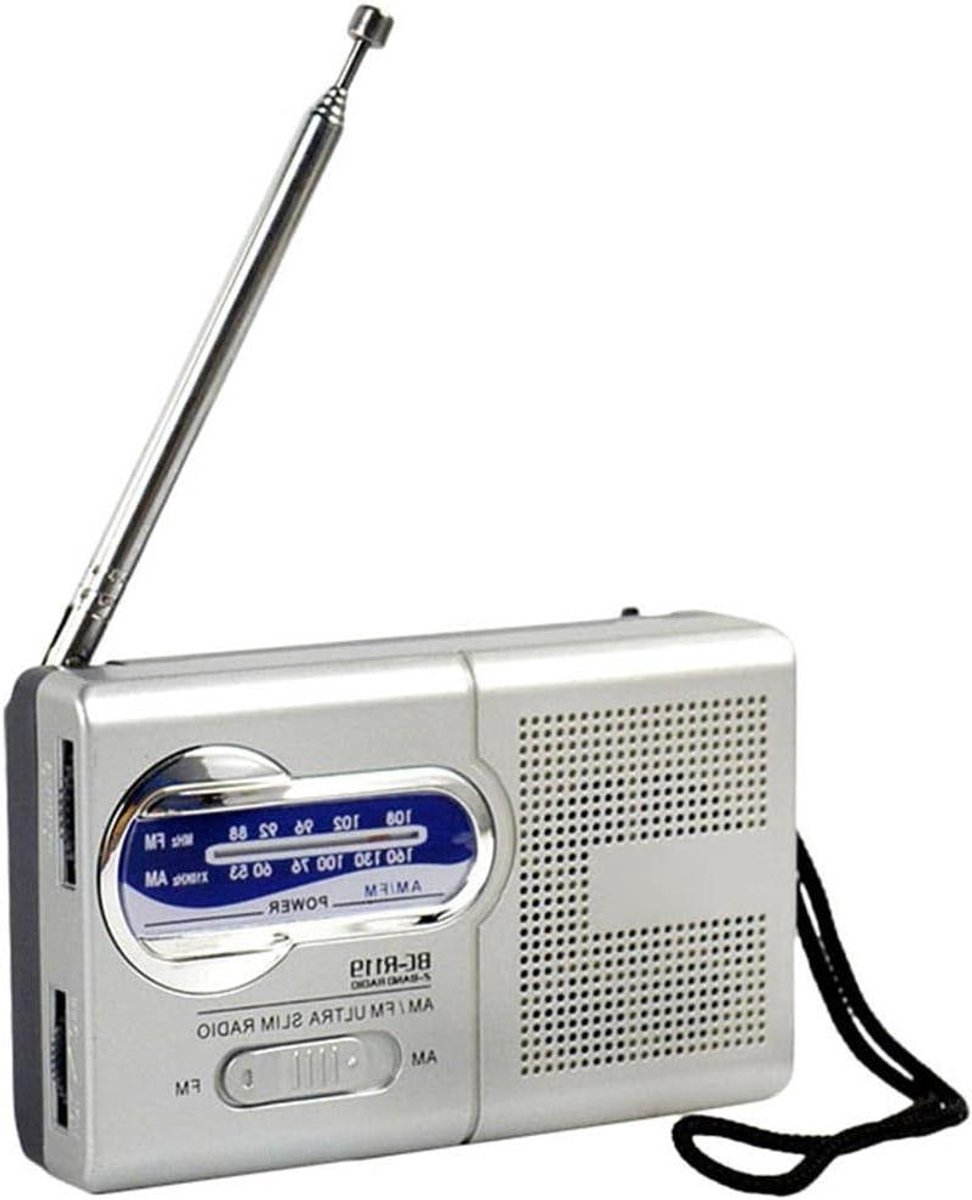 Draagbare Radio - Mini AM/FM - Reis en Buiten - Ingebouwde Subwoofer - Compact Formaat - Zwart