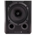 Zwarte Wharfedale luidspreker met carbon fiber driver en twee basspoorten.