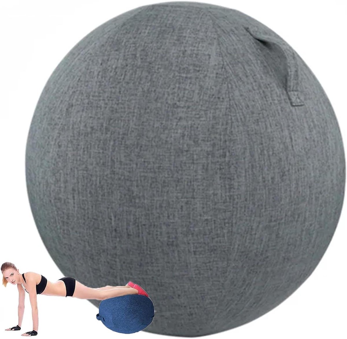 Bal Stoel Hoes - Zitbal Cover - Thuiswerken Comfort - Ademend Stof - 55 cm - Grijs