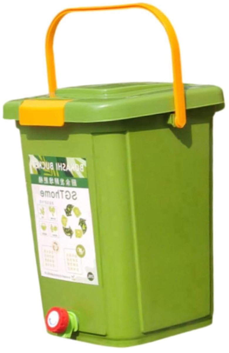 Compostbak met Deksel - Keukenafvalbak Tuinafvalbak - Afval Scheiden - Ongedierte Vrij - 15 liter - Zwart