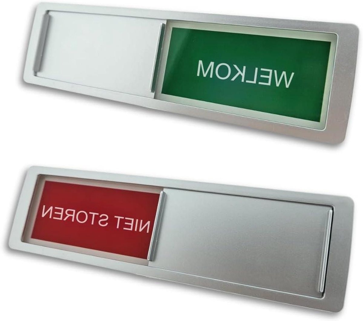 Schuifbord Welkom Niet Storen - Status Indicator - Kantoor Communicatie - Zonder Boren - 178x50mm - Zilver