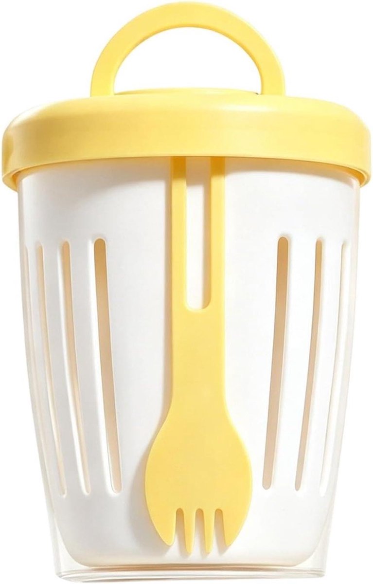Yoghurtbeker met Deksel - Overnight Oats Container - Lunch Meenemen - Lekvrij Ontwerp - 200-300 ml - Geel