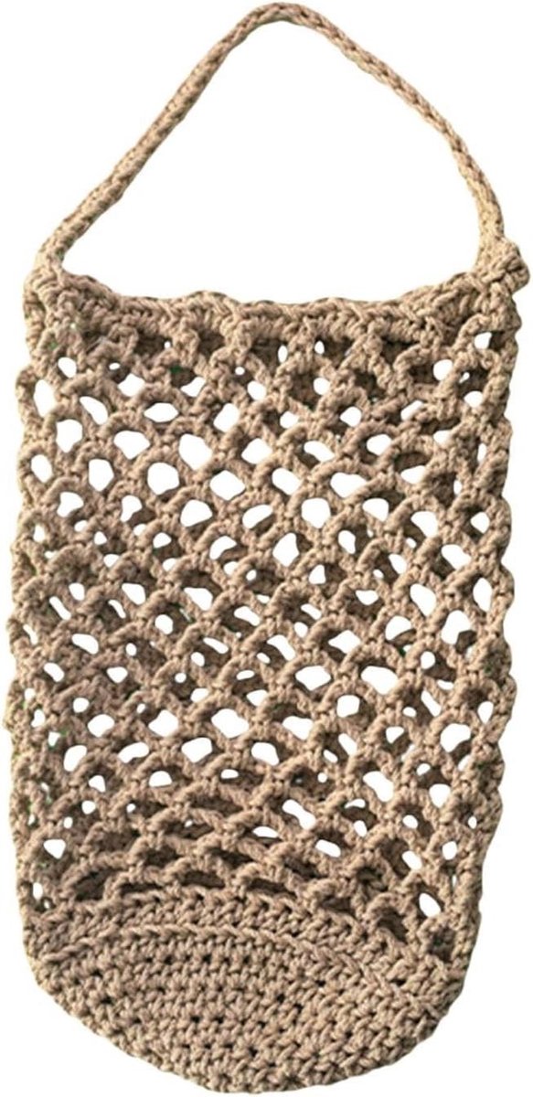 Hangende Voedselzak - Opbergnet Aardappelen - Keuken Organiseren - Ademend Mesh Ontwerp - 46 cm Lengte - Natuurlijk Beige