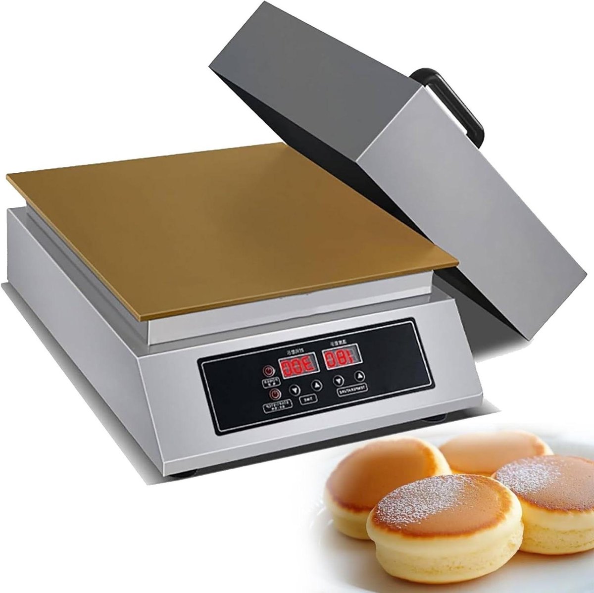 Soufflé Maker - Pannenkoekenmachine Dorayaki - Desserts Maken - Koperen Plaat - 45B x 15H cm - Zilver