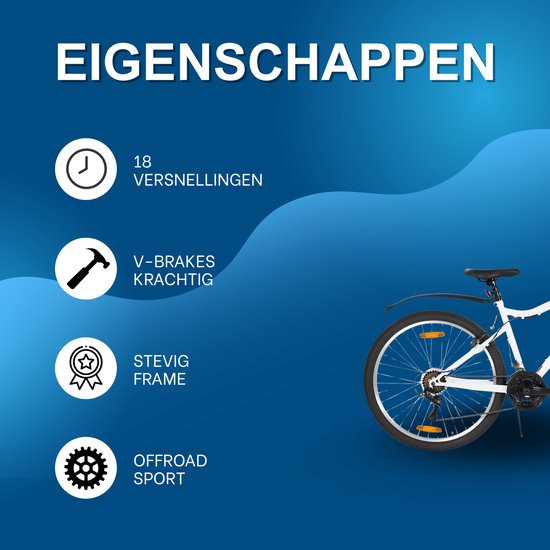 Mountainbike - Voor dames / mountainbiken - 18-speed, V-brake - Stevig, 66 cm, wit van Merkloos — afbeelding 3