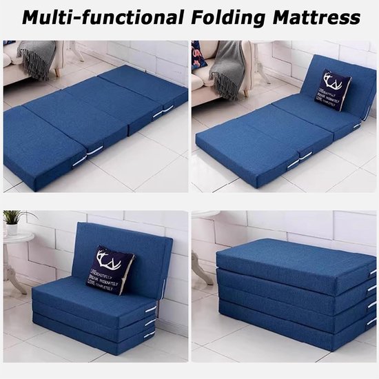 Opvouwbare Matras - Vloermatras Gastenmatras - Comfortabel Slapen - Afneembare Wasbare Hoes - 200 x 70 x 5 cm - Grijs — afbeelding 5