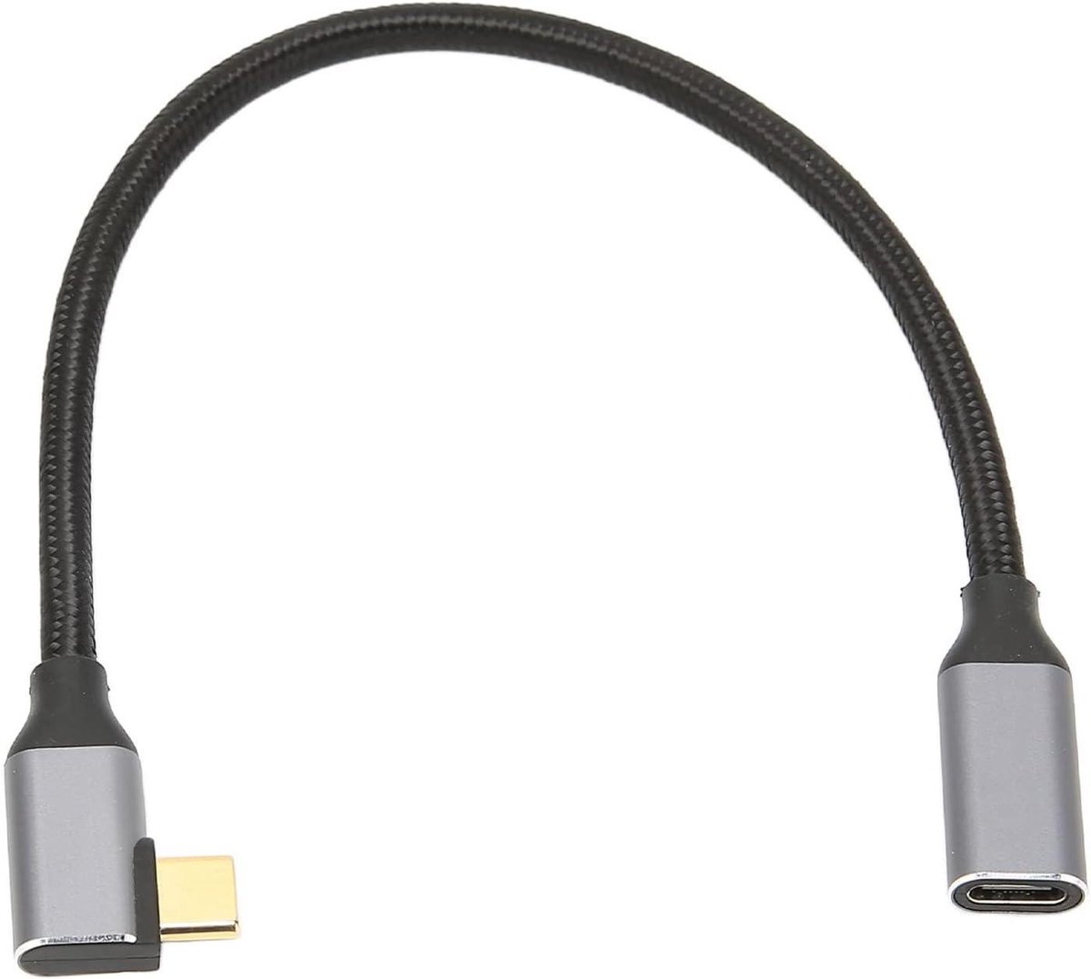 USB C Kabel - Type C Kabel - Snelle Data Overdracht - Haakse Connector - 0.25 meter - Zwart