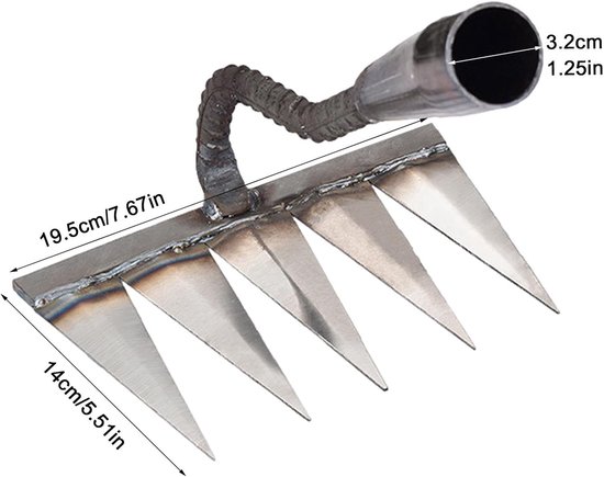 Tuinhark - Onkruidsteker Klauwhark - Tuinonderhoud - Koolstofstaal - 30 mm - Zilver — afbeelding 5