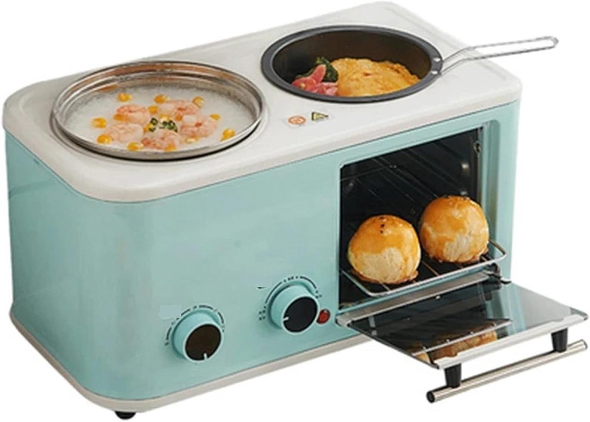 Ontbijtapparaat - Mini Keukenapparaat - Ontbijt Maken - 3-in-1 Functie - 245*256*392mm - Blauw