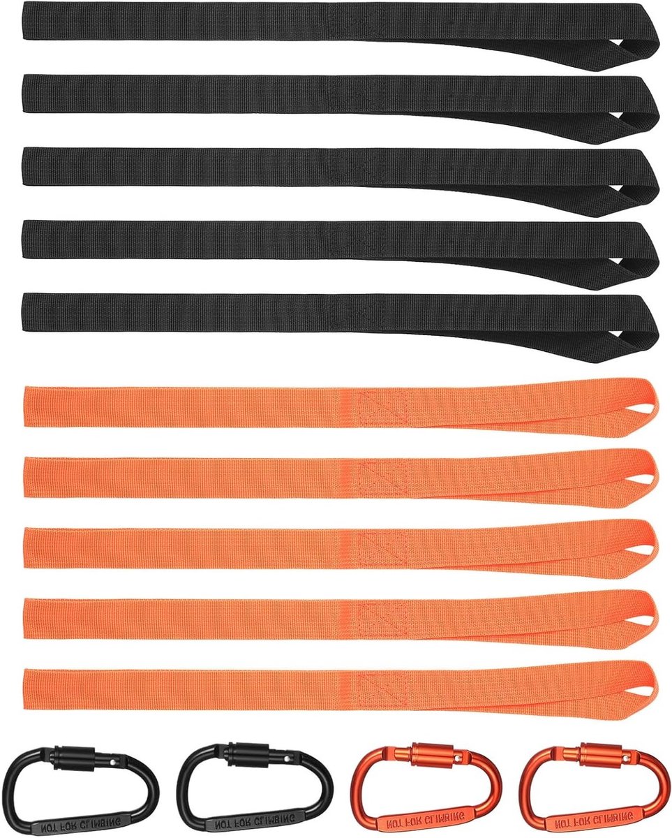 Verstelbare Lashing Straps 25 mm x 20 cm - Dubbele Lussen, Zachte Lussen, Ideaal voor Motor, Fiets en ATV - Set van 10 met 4 Haakjes