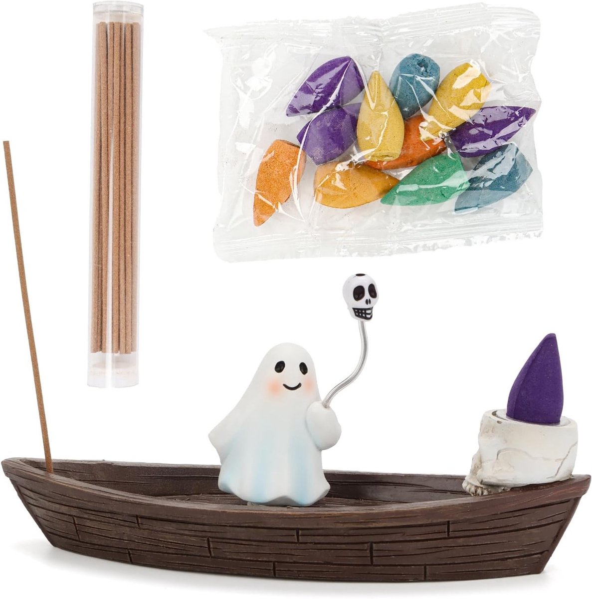 Gothic Backflow Incense Burner voor Halloween, 2-in-1 Geestenhouder en Wierookhouder voor Yoga en Thuisdecoratie