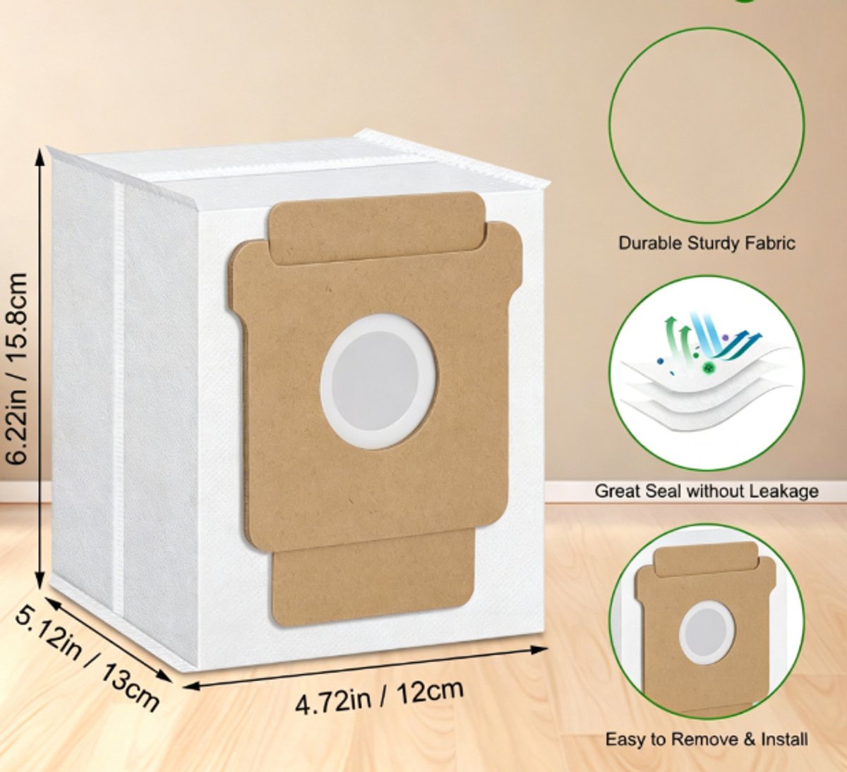 10 stuks stofzakken voor iRobot Roomba Essential 104 Vac/104 Combo/105 Vac/105 Combo/Plus 404/405/505 Combo/504 Vac/Max 705 Vac&Combo/Q0520 robotstofzuiger - wegwerpstofzakken voor Roomba thumbnail 7