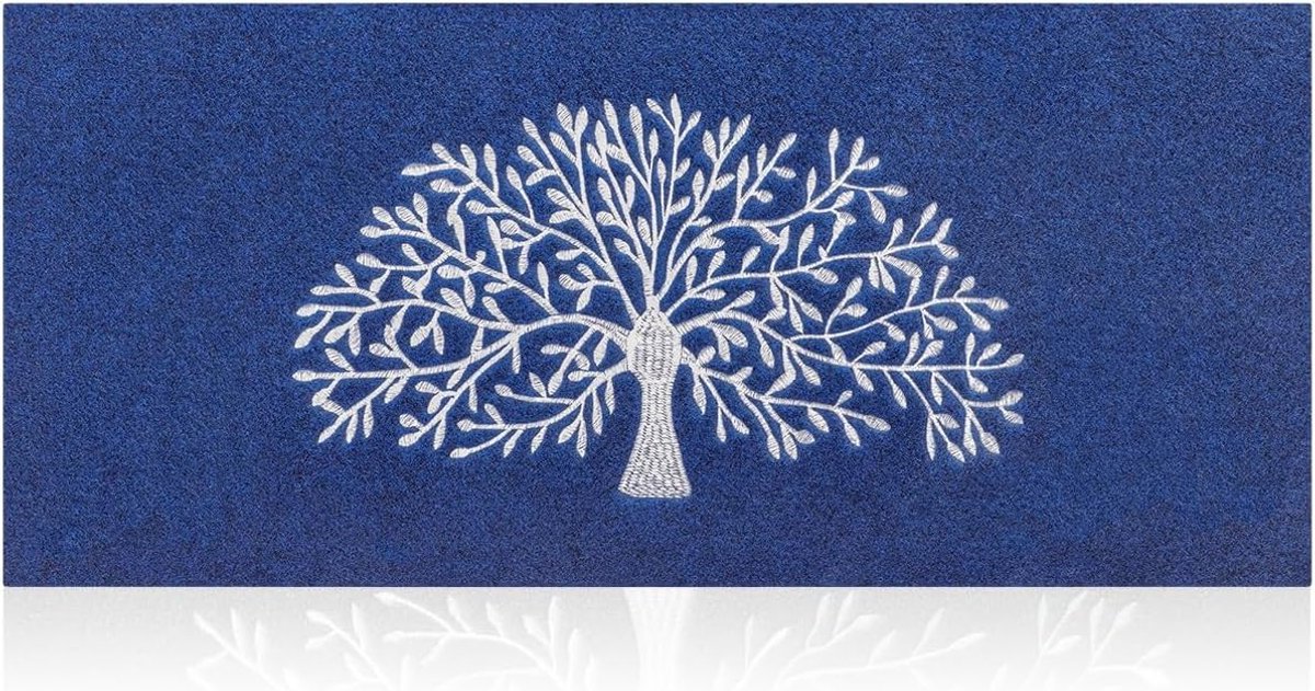 Voordeurmat - Entree mat - Vuil Vangen - Borduurwerk Levensboom - 45 x 120 cm - Blauw