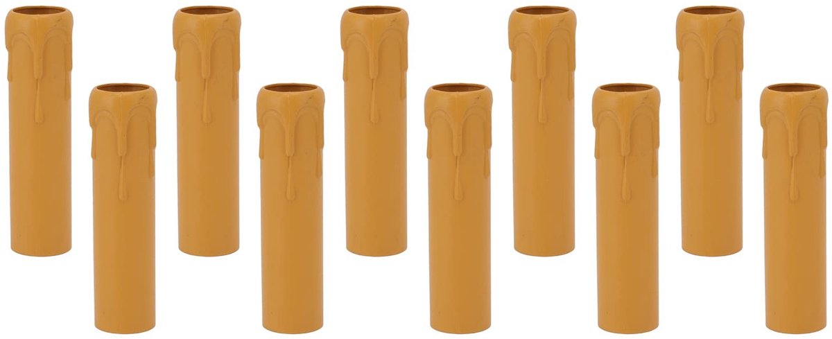Dailygoody - Kaarshoezen - Vintage Kaarshoezen - Simulatie Wasdruppel - Geel - Kroonluchter Afdekking - Geschikt voor E14 Kroonluchters - 10 Stuk