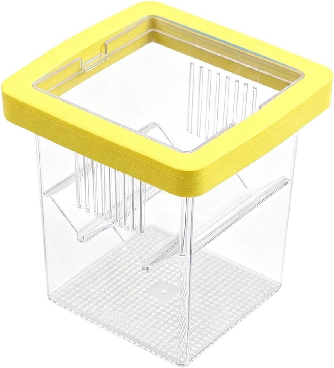 Visbroedbox Aquarium - Kweekbak Incubator - Vissen Grootbrengen - Blessure Preventie Systeem - 8.6 x 8.6 x 11 cm - Geel