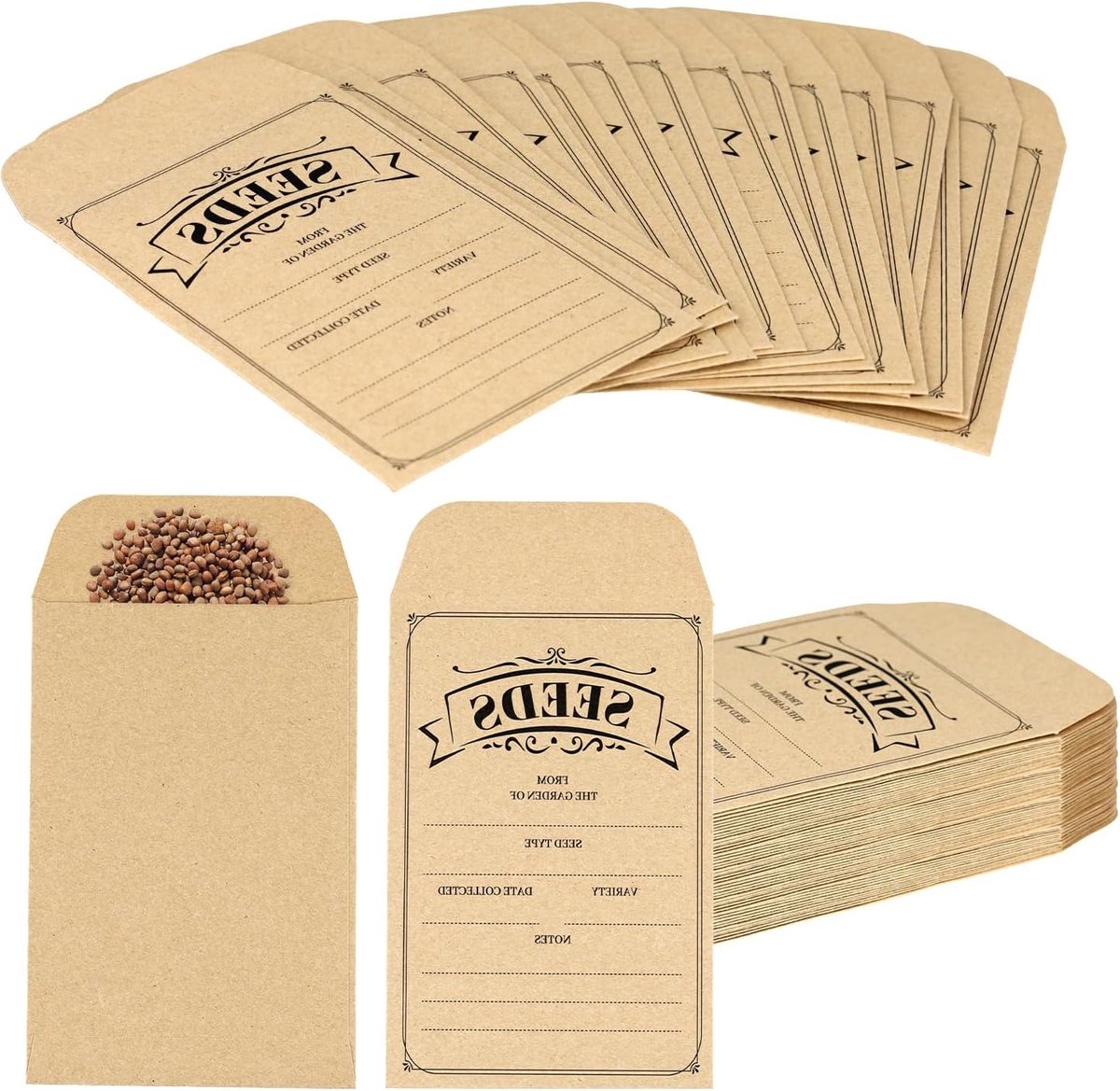 50 Stuks Resealable Seed Envelopes - 12x8cm Zelfklevende Enveloppen voor Zaden, Ideaal voor Groente- en Bloemenzaden Opslag en Organisatie