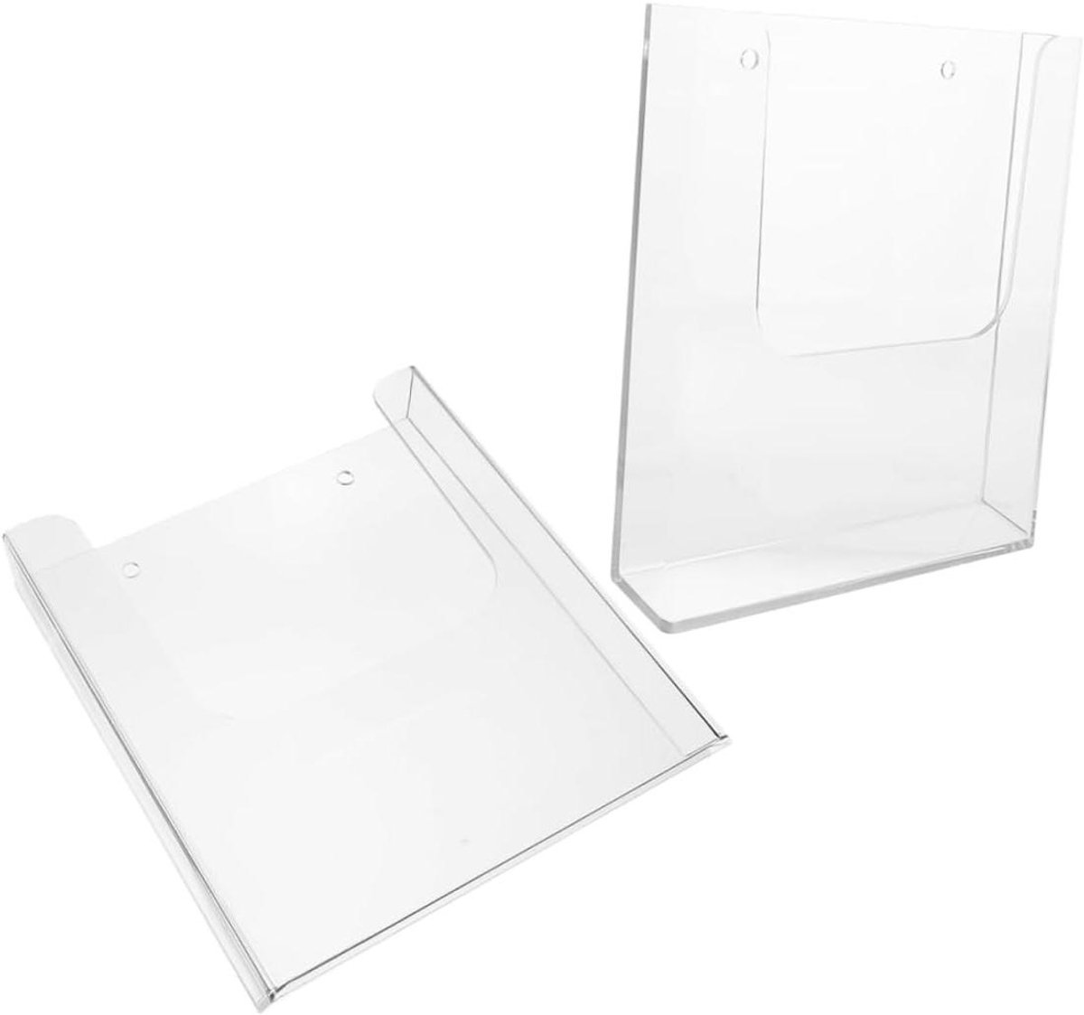 Displaystandaard Brochures - Folderhouder Rek - Documenten Presenteren - Eenvoudige Wandmontage - 24.5 cm - Transparant