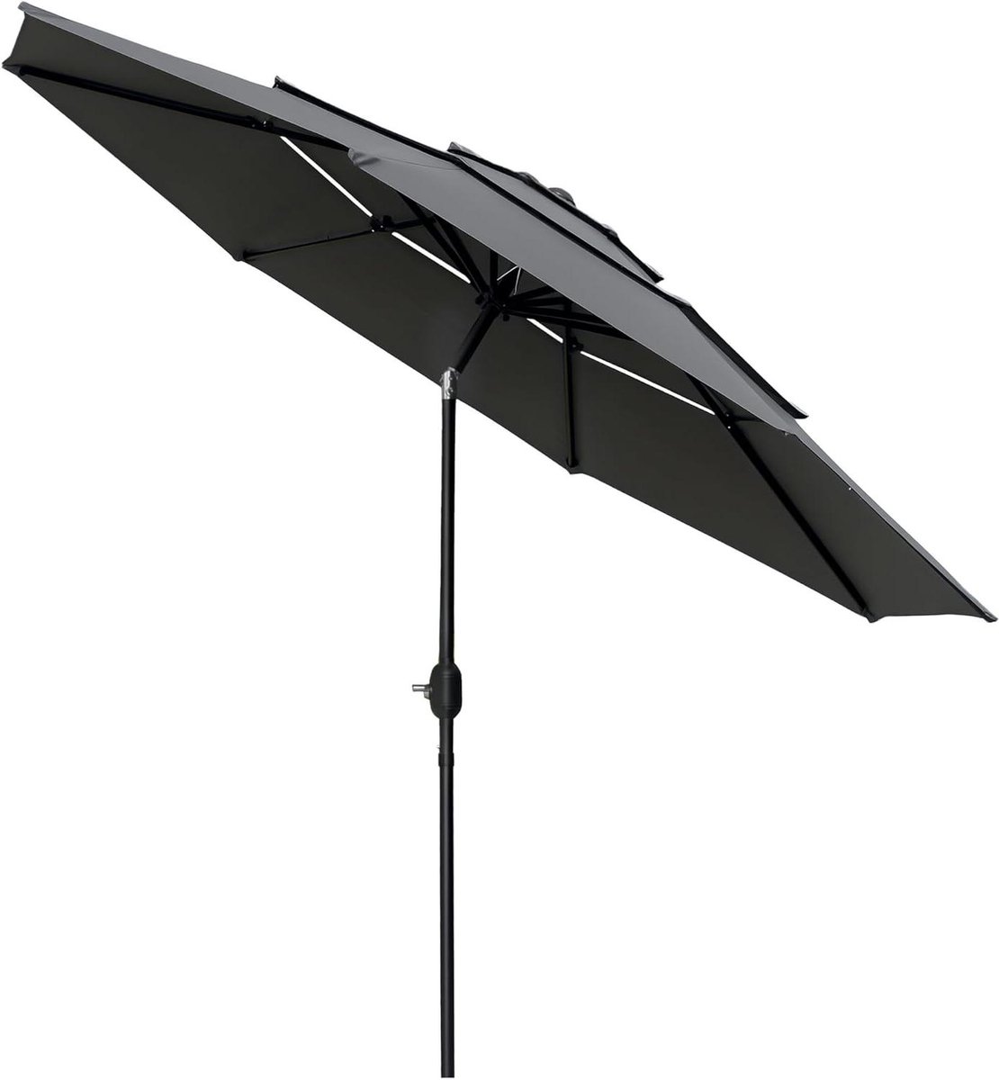 Tuinparasol Rond - Balkonparasol Terrasparasol - Schaduw Creëren - Kantelbaar Met Zwengel - Ø 2.85 Meter - Lichtgrijs