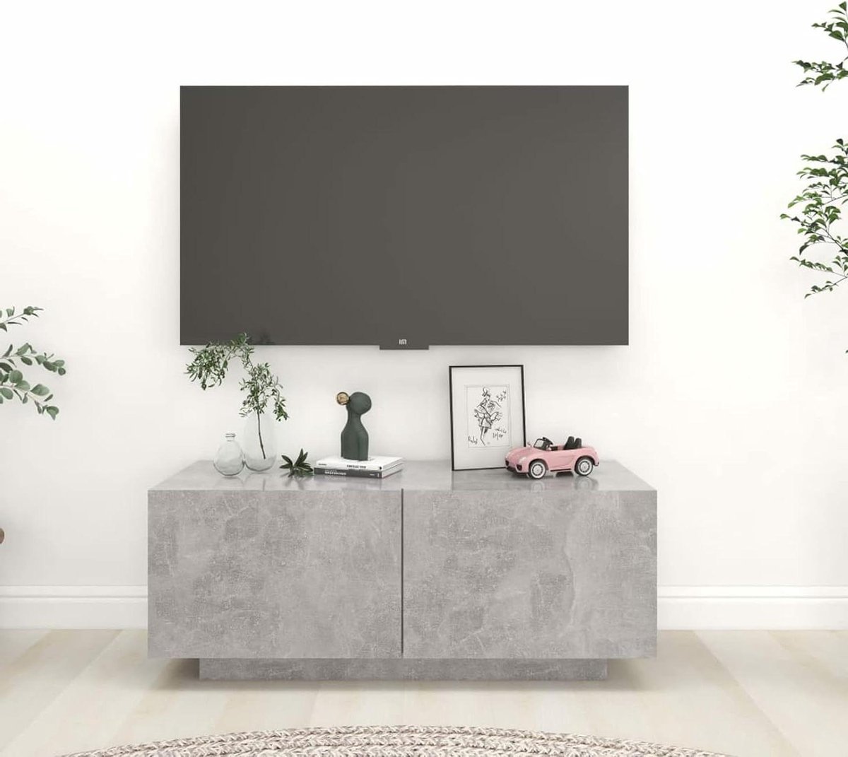 Tv-kast - Televisiekast meubel - Media Opbergen - Robuuste constructie - 100 x 35 x 40 cm - Betongrijs
