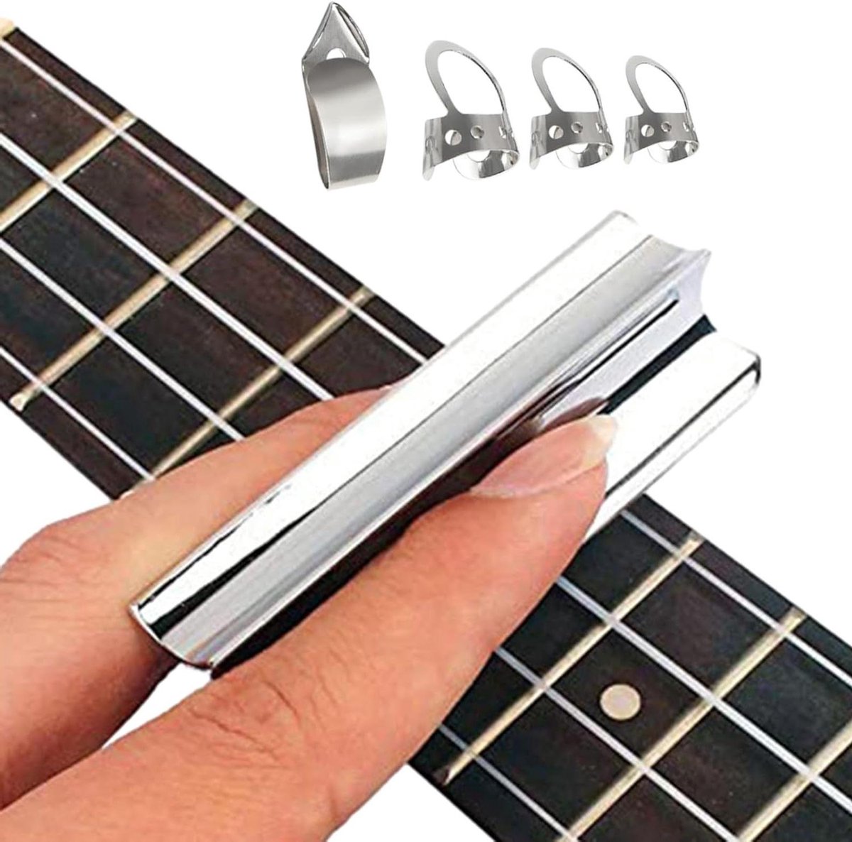 Gitaar Slide Set - Gitaar Slide RVS - Muziek Maken - Ergonomisch Ontwerp - 76 mm - Zilver