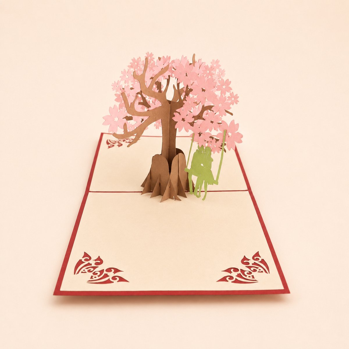 Paperbloom 3D Pop Up Wenskaart – Bloesemboom met Schommel – Kaart voor Liefde, Verjaardag, Moederdag of Beterschap
