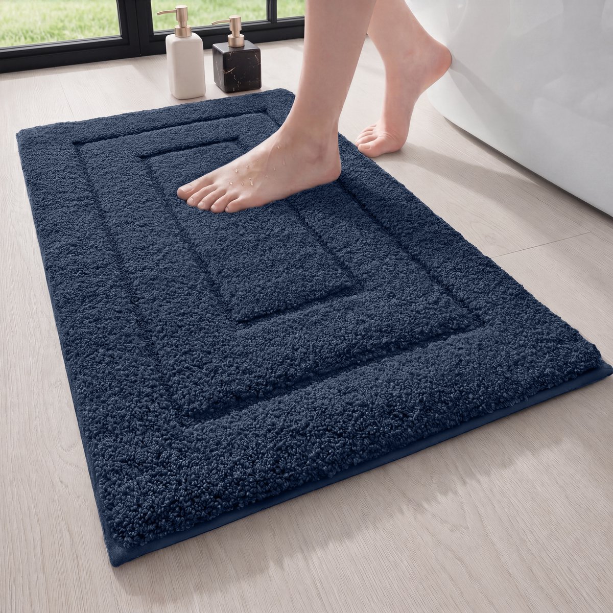 MAESON Badmat 50x80 cm - Antislip & Waterbestendig - Douchemat voor Badkamer - Blauw - Geschikt voor Douche & Bad