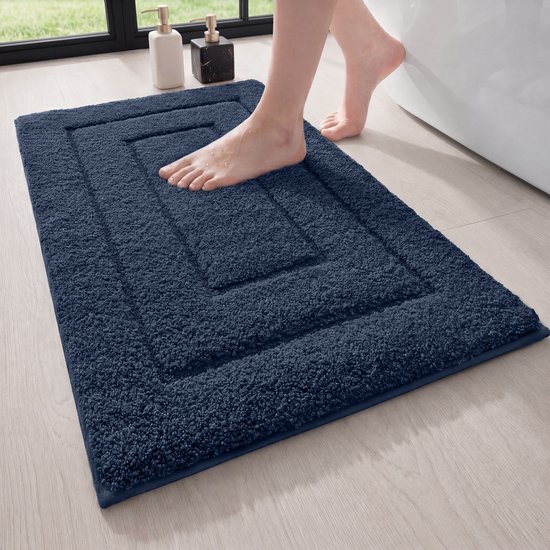 MAESON Badmat 50x80 cm - Antislip & Waterbestendig - Douchemat voor Badkamer - Blauw - Geschikt voor Douche & Bad