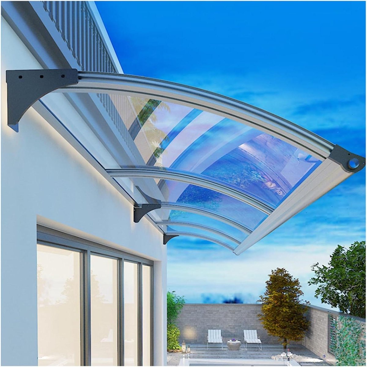 Buitenluifel - Deur en raam - Bescherming tegen weer - Slagvast polycarbonaat - 60x160cm - Transparant