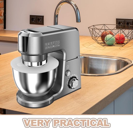 Mixer Kom Deksel - Spatbescherming Keukenmachine - Bakken en Opbergen - Centrale Inschenkopening - 25x25x1 cm - Wit — afbeelding 2