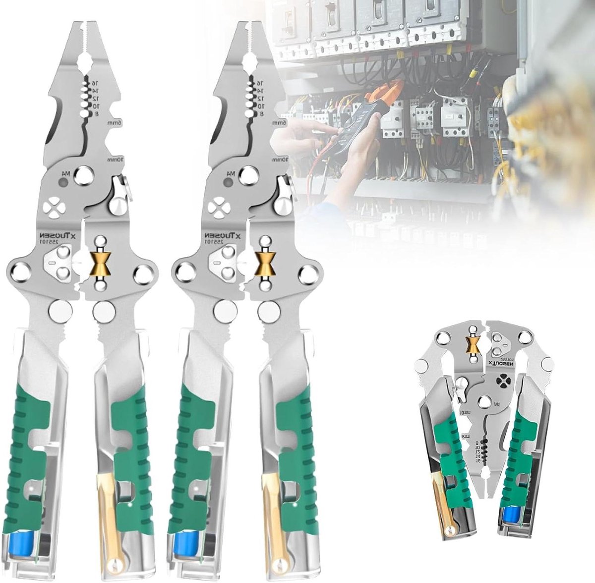 Multifunctionele Tang - Draadstripper Krimptang - Elektrische Reparaties - Geïntegreerde Spanningstester - Opvouwbaar Ontwerp - Zwart