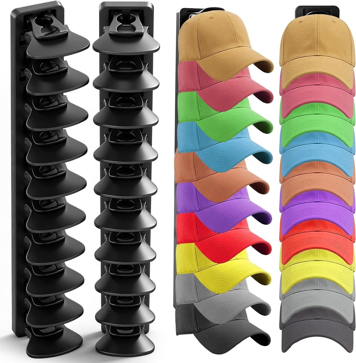 Hoedenorganizer Set - Pet Houder - Opbergen Caps - Ruimte voor 40 Hoeden - 2 Stuks - Zwart