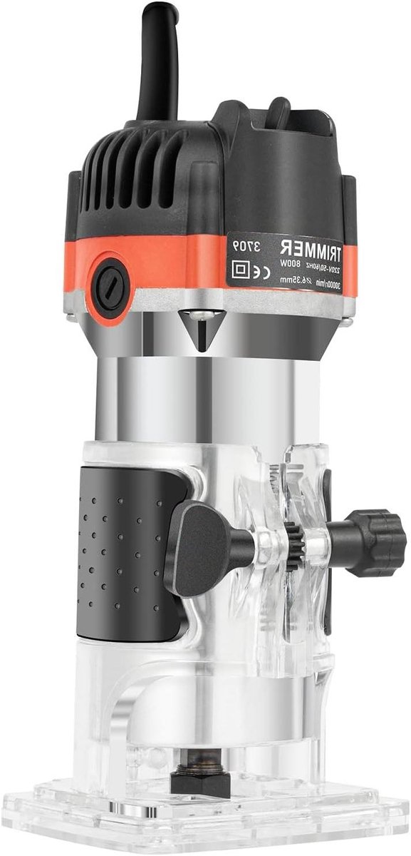Elektrische Handtrimmer - Bovenfrees - Randafwerking Hout - 800W Kracht - 30.000 Tpm - Zwart Zilver